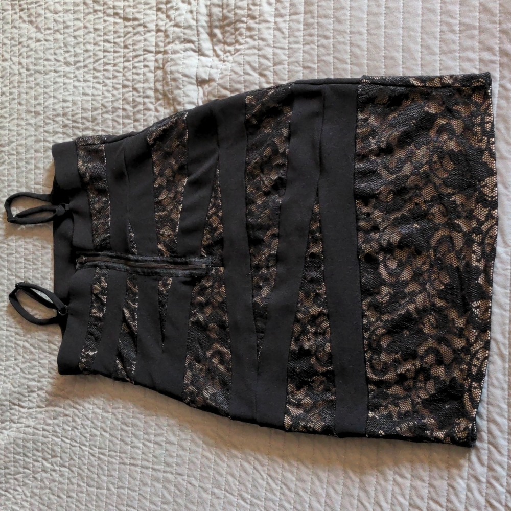 *SOLD*Torrid Black & Nude Lace Layered Bodycon Mini Dress - Picture 6 of 15